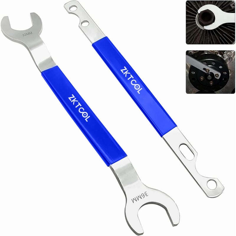 ZKTOOL Fan Clutch Wrench Set 32mm & 36mm Clutch Fan Tool Wrench Water Pump Pulley Holder Removal Tool For BMW  Ford  GM  dodge Chevrolet jeep Fan Clutch Removal Kit Water Pump Holder. - Image 1